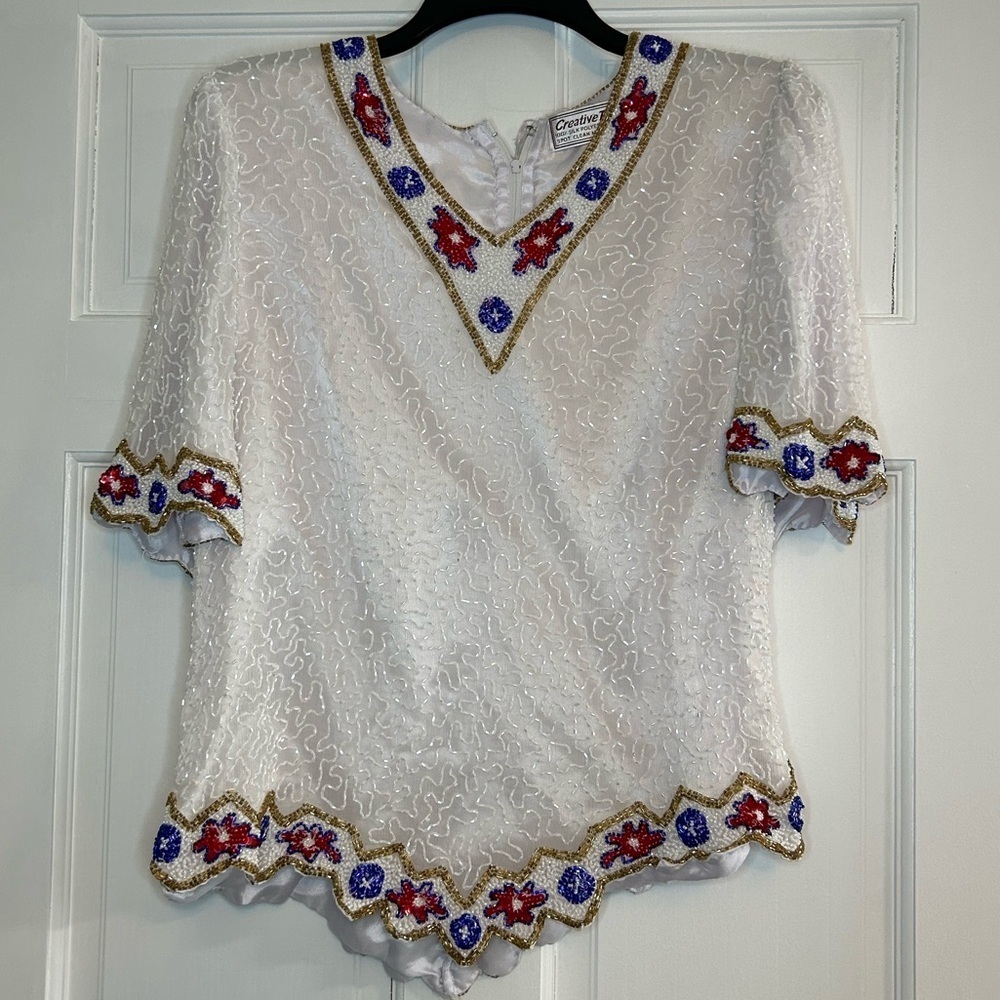 Creative Touch Vintage Silk Beaded Shirt